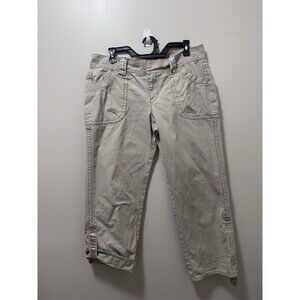 DKNY Beige Cargo Capri Convertible Khaki Pants Womens Size 12 Cotton